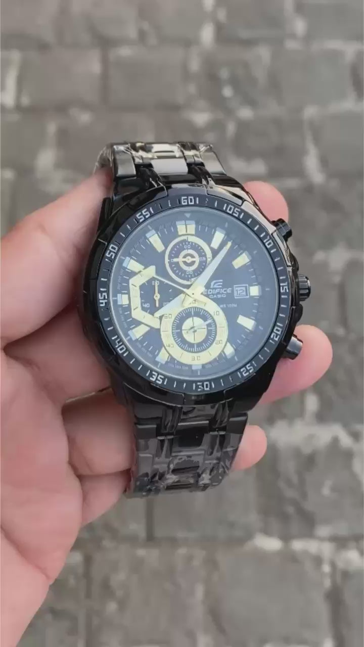 Casi_o_Edific_e EFR-539D-1AVUDF Analog  Men Watch Black gold Metal Strap (EX191)