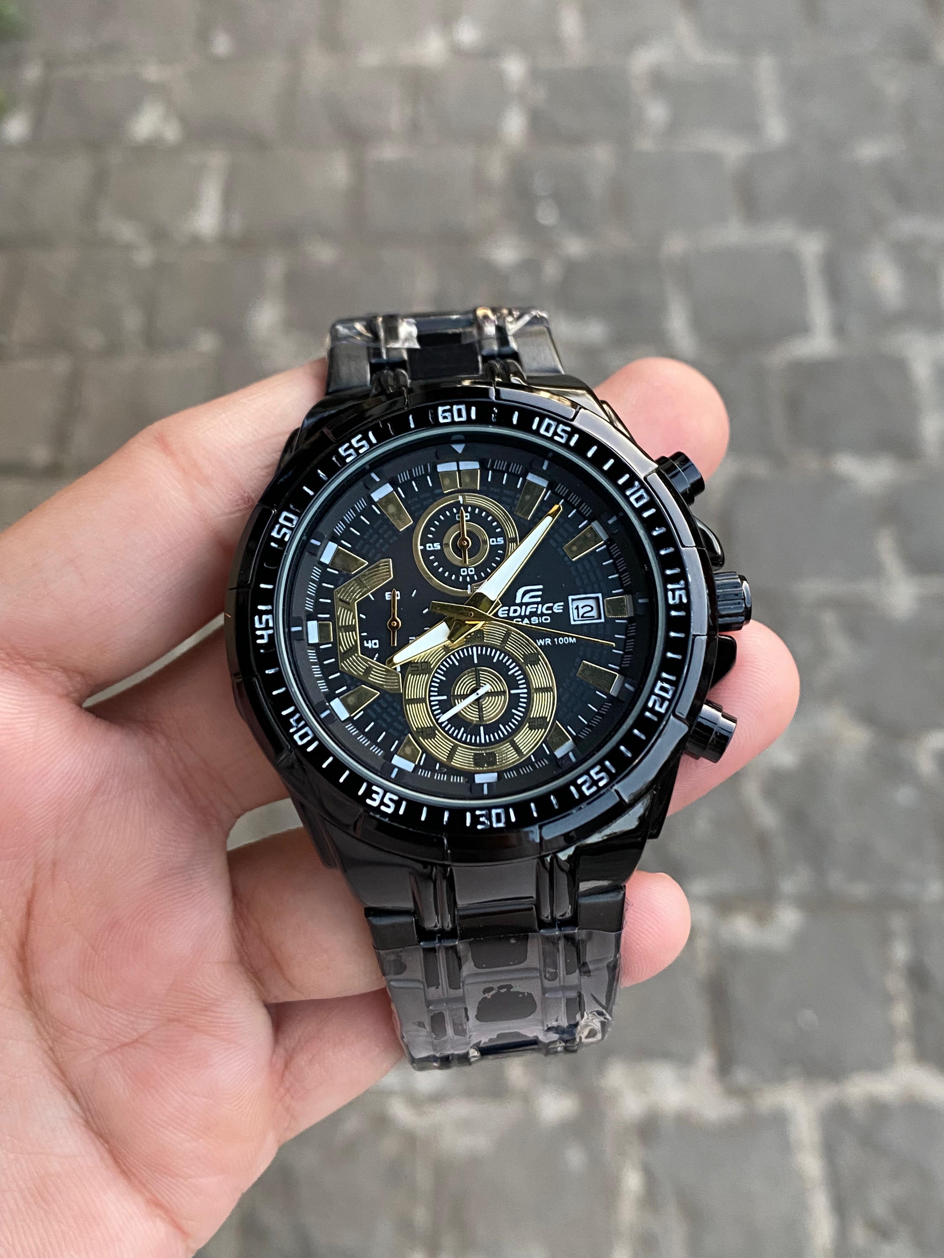 Casi_o_Edific_e EFR-539D-1AVUDF Analog  Men Watch Black gold Metal Strap (EX191)