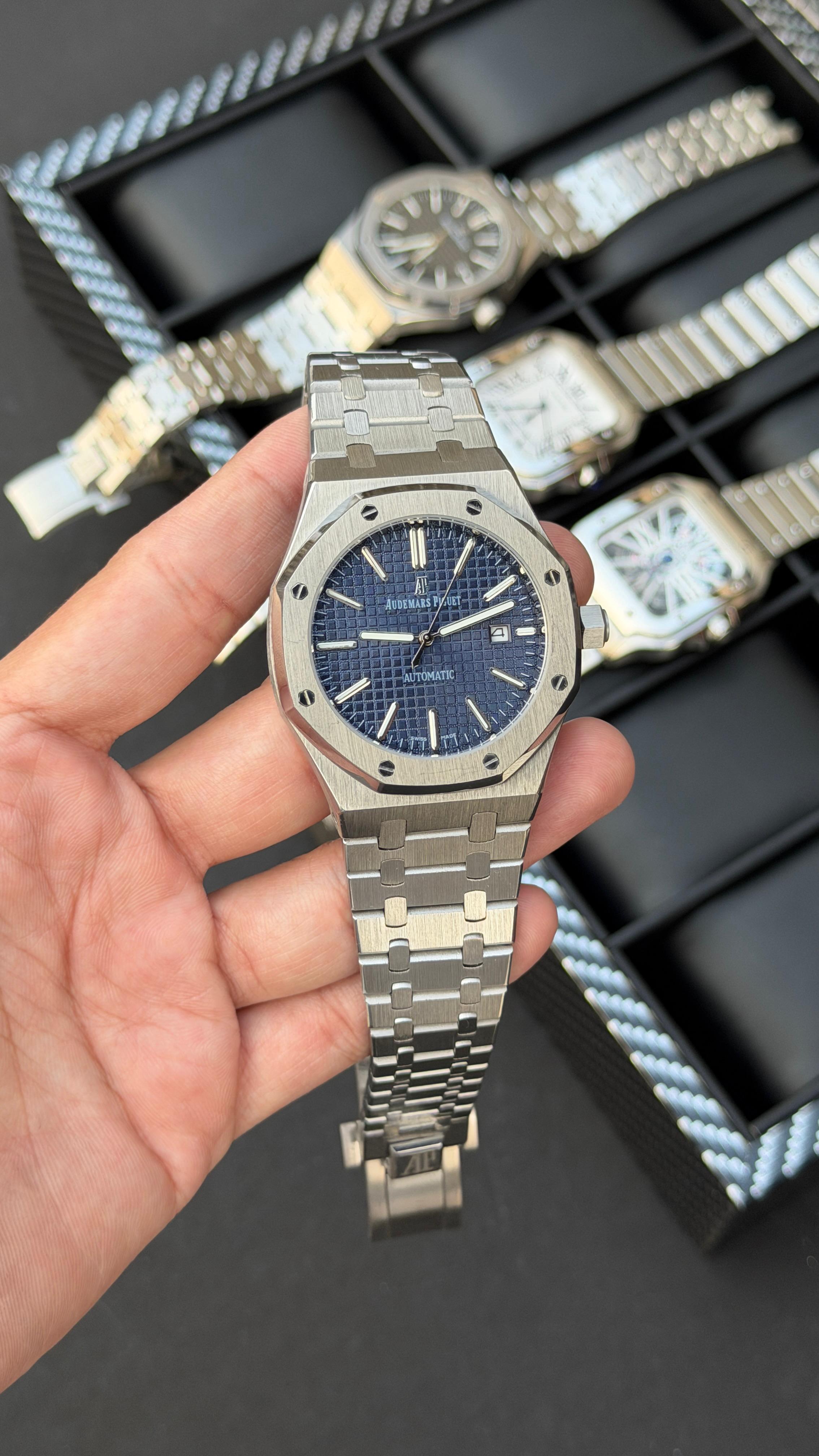 Audemar_s_Pigue_t 🔥Automatic/Pure Stainless Steel_silver_blue ✅